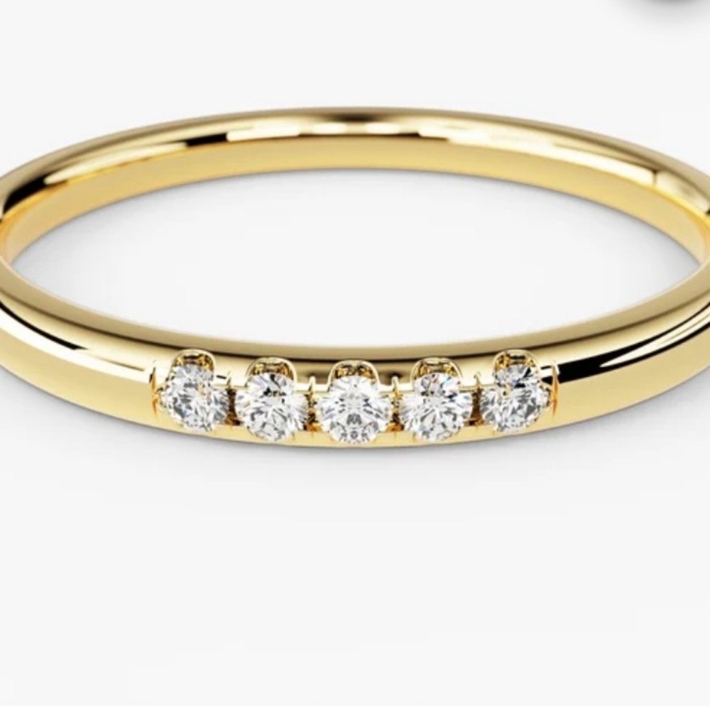Minimalist 14k Solid Gold Diamond Ring. Elegant Stacking Ring - Picture 2 of 6